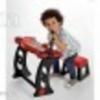 Állványos gyerek szintetizátor székkel-piros