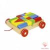 Húzható fa kiskocsi építőelemekkel - GOKI 58558
