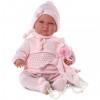 Lala síró újszülött baba rózsaszín gyapjúruhában 40 cm